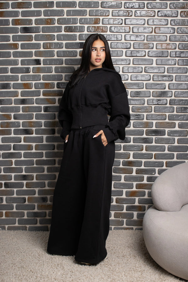 Wide-Leg Sweatpants Black