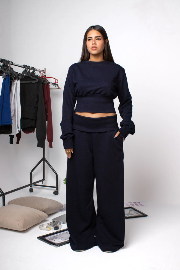 Folded Pants Navy Blue